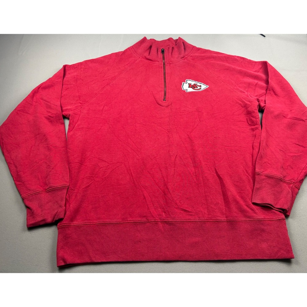 OTS Kansas City Chiefs Mens XXL Red Quarter Zip Pullover Sweatshirt Fleece NFL